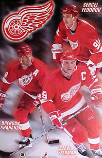Detroit Red Wings "Three Stars" Poster (Yzerman, Fedorov, Shanahan) - T.I.L. 2000