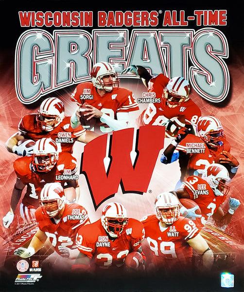 Wisconsin Badgers Football All-Time Greats (9 Legends) Premium Poster Print - Photofile Inc.
