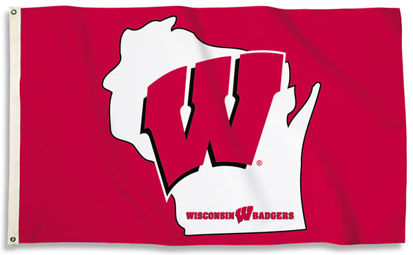 University of Wisconsin Badgers State-Outline-Style Official NCAA Team 3'x5' Flag - BSI Products