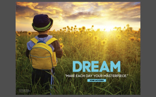 Boy at Sunset "Dream" (Make Each Day Your Masterpiece) Inspirational Poster - Jaguar