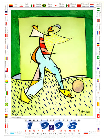World Cup France 1998 "32 Flags" by Christobal Gabarron Official Event Poster - Fine Art Ltd.