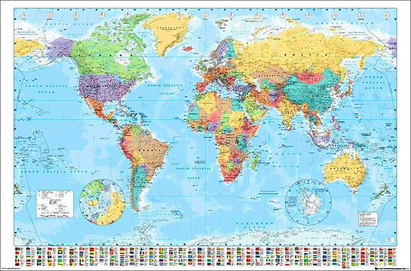 Map of the World 22x34 Wall Poster - Collins Bartholomew Ltd.