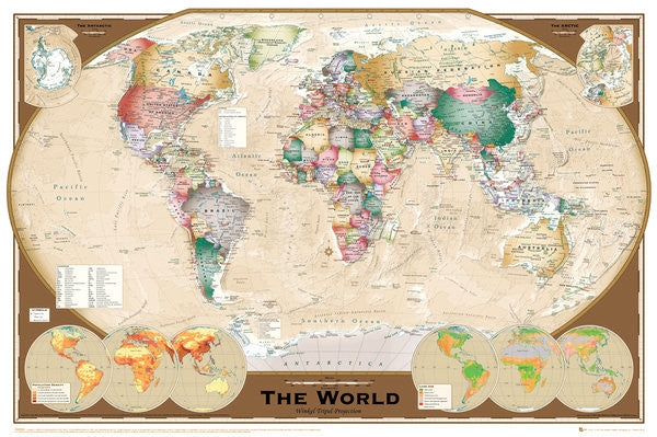 Wall Map of The World Poster (Winkel Tripel Projection) - GB Eye Ltd.