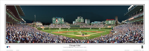 Chicago Cubs Wrigley Field Game Night Panoramic Poster - Everlasting Images 2015