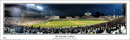 Wrigley Field "The Friendly Confines" Twilight Panoramic Poster Print - Everlasting Images Inc.