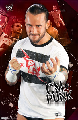 CM Punk WWE Wrestling Superstar Action Poster - Costacos Sports
