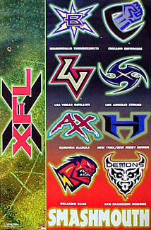 Vintage Original XFL Poster - Smashmouth - All Eight Teams - Poster (2001)