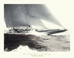 Vintage Yacht Racing "Rainbow's Finish" (1934) Sepia Poster Print
