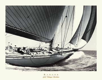 Vintage Yacht Racing "Ranger" (1937) Sepia Poster Print