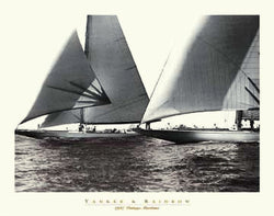 Vintage Yacht Racing "Yankee and Rainbow" (1937) Sepia Poster Print