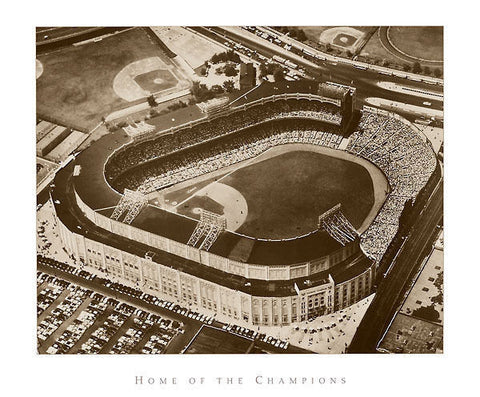 Yankee Stadium "Home of the Champions" Aerial View 1957 Black-and-White Premium Poster - NYGS