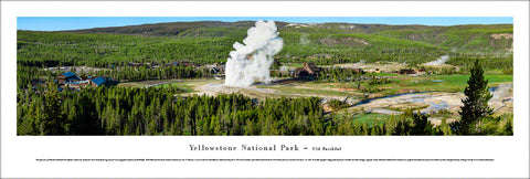 Yellowstone National Park "Old Faithful" Panoramic Poster Print - Blakeway Worldwide