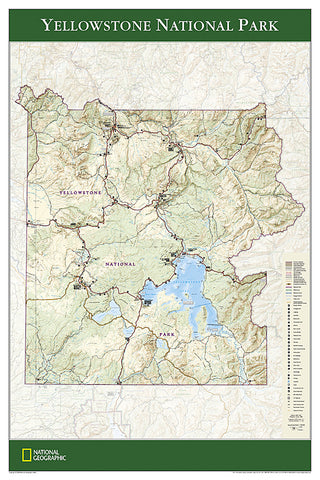 Yellowstone National Park National Geographic 24x36 Wall Map Poster - NG Maps