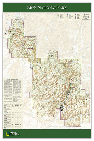 Zion National Park National Geographic 24x36 Wall Map Poster - NG Maps