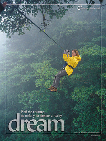Ziplining Adventure "Dream" Motivational Inspirational Poster - Jaguar Inc.