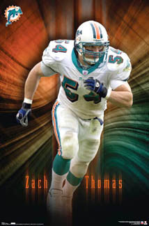 Zach Thomas "Breakthrough" Miami Dolphins Poster - Costacos 2007